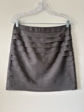 LOFT Gray Tiered Midi Skirt